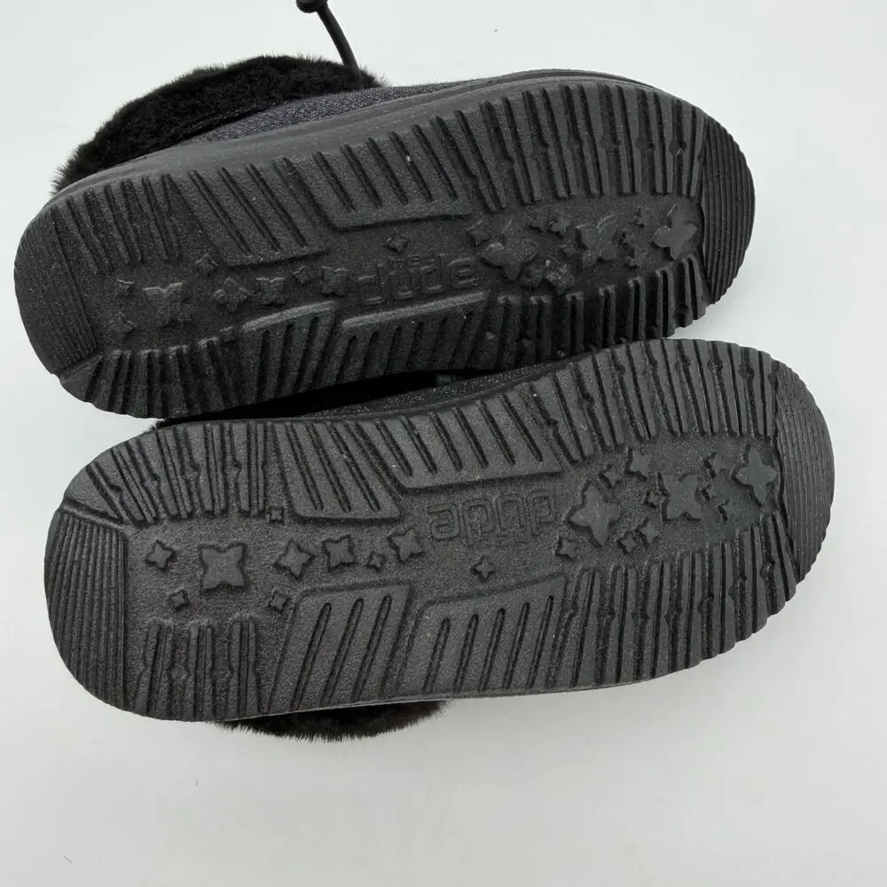 Hey Dude Britt Sparkling Total Black Glitter Cozy FauxFur Casual Shoes Toddler 9
